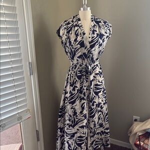 Tyhlo Blue and White Sleeveless Wrap Maxi Dress. Tyhlo Brand